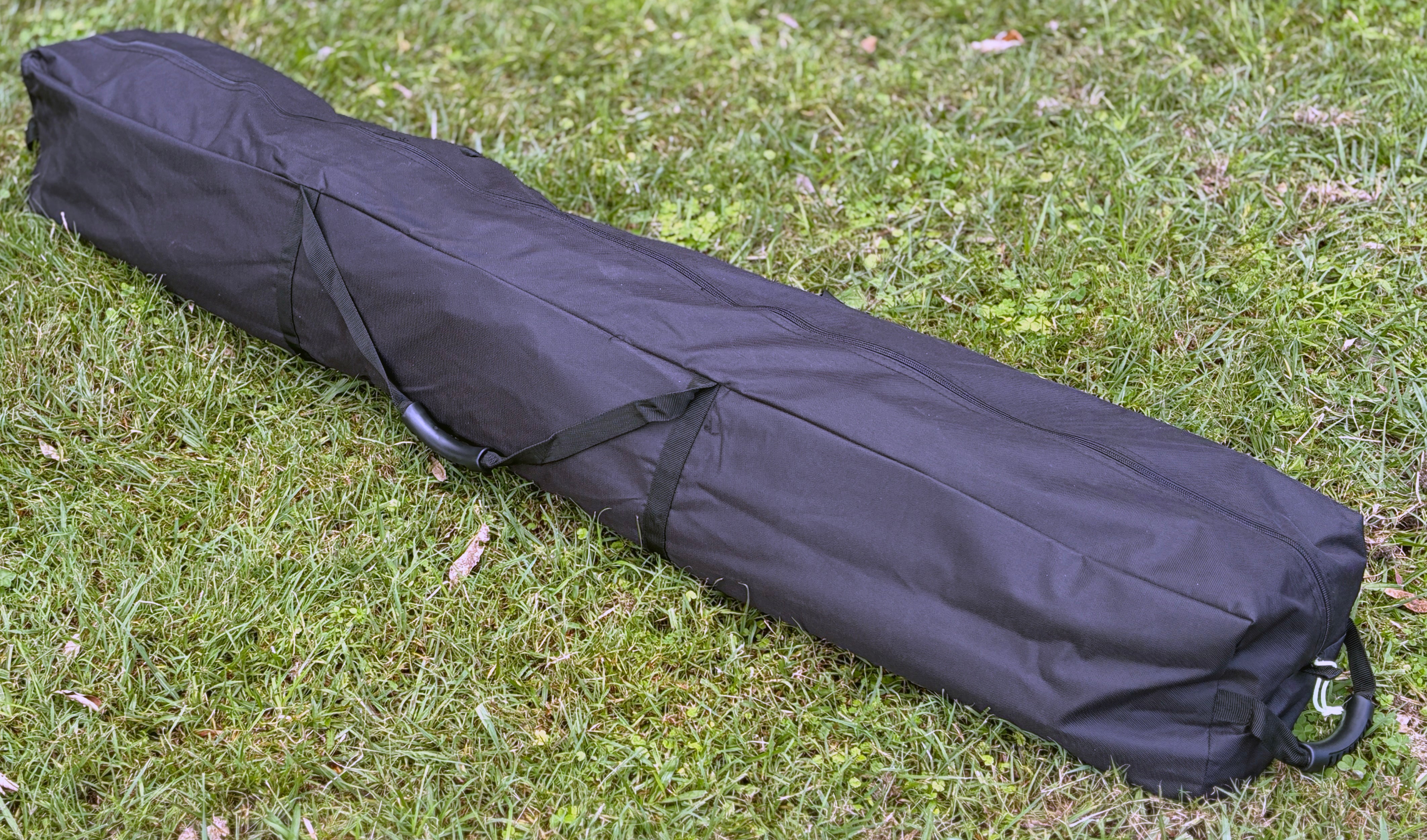 RapidPack pop up tent bag is very thick heavy duty fabric with a PVC coating on the inside to make it waterproof.