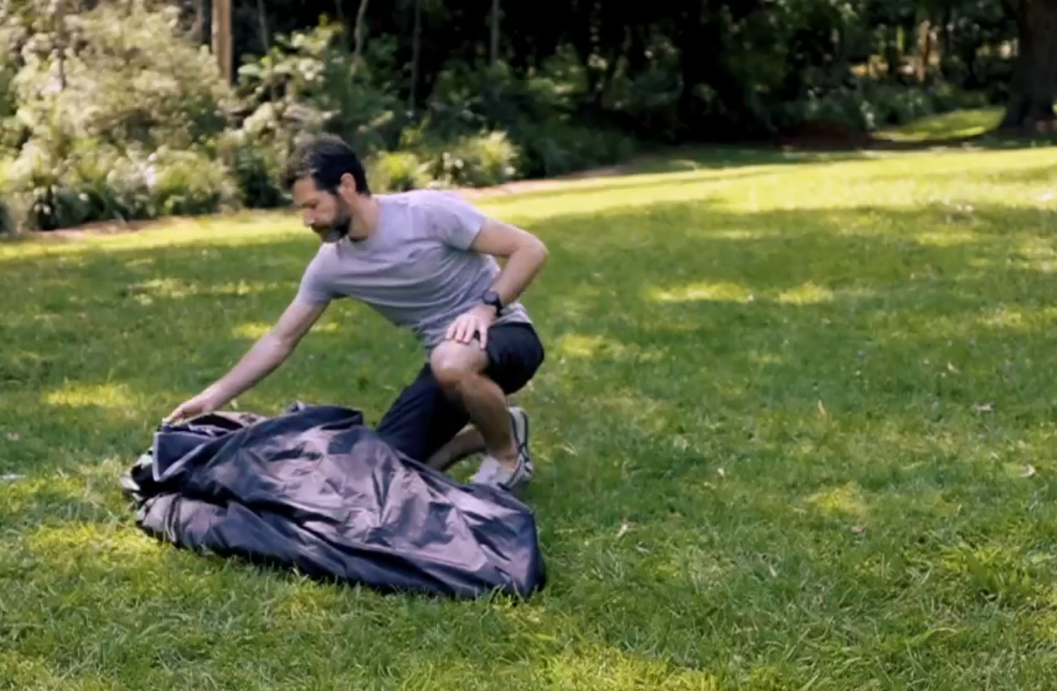 RapidPack pop up tent setup step 1